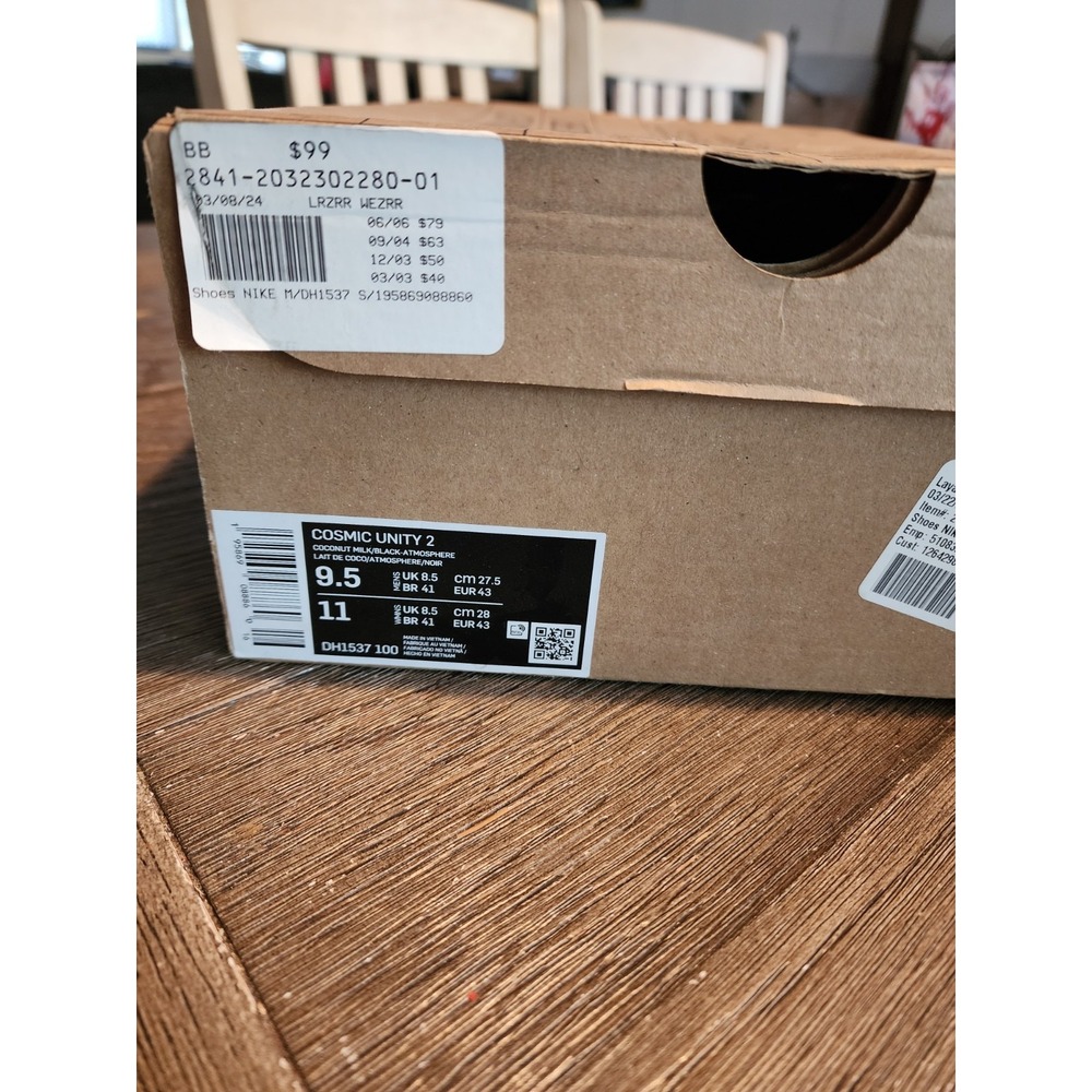 Nike Cosmic Unity 2 'Coconut Milk Black Atmosphere' DH1537-100 Men's Size 9.5 - Picture 11 of 11
